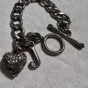 Juicy Couture Silver Chain Bracelet with Heart Charm